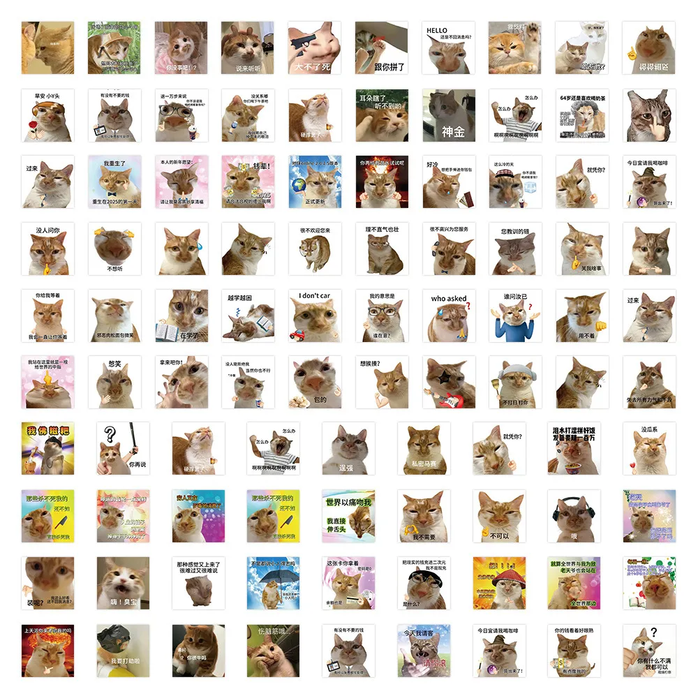 Asteia Autokollita Memes Portokalika Gata Glyka Cartoon Adiabreta PVC Decals Gia DIY Diakosmisi Grafeioy