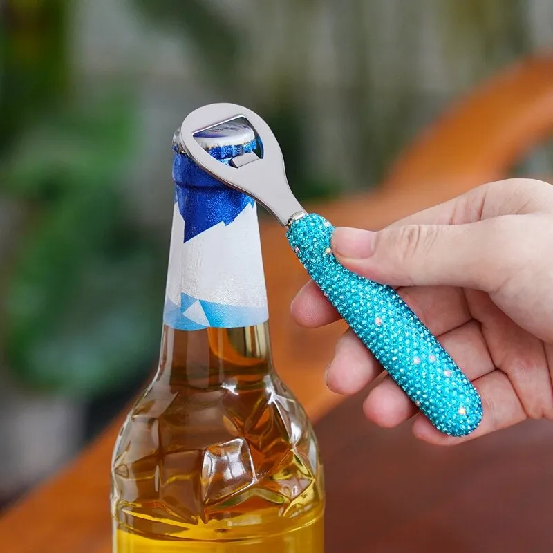 Luxury Rhinestone Stainless Steel Beer Bottle Opener Creative Manual Bottle Cap Remover Nordic Ins Style For Bar Home Party Gift