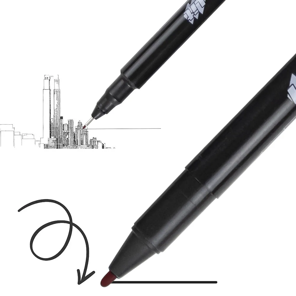 Doppelspitzen Konturstift Wasserbasierter Marker Feinpunkt Zeichenmarker Schwarz Rot Blau Für Schule Büro Kunstbedarf