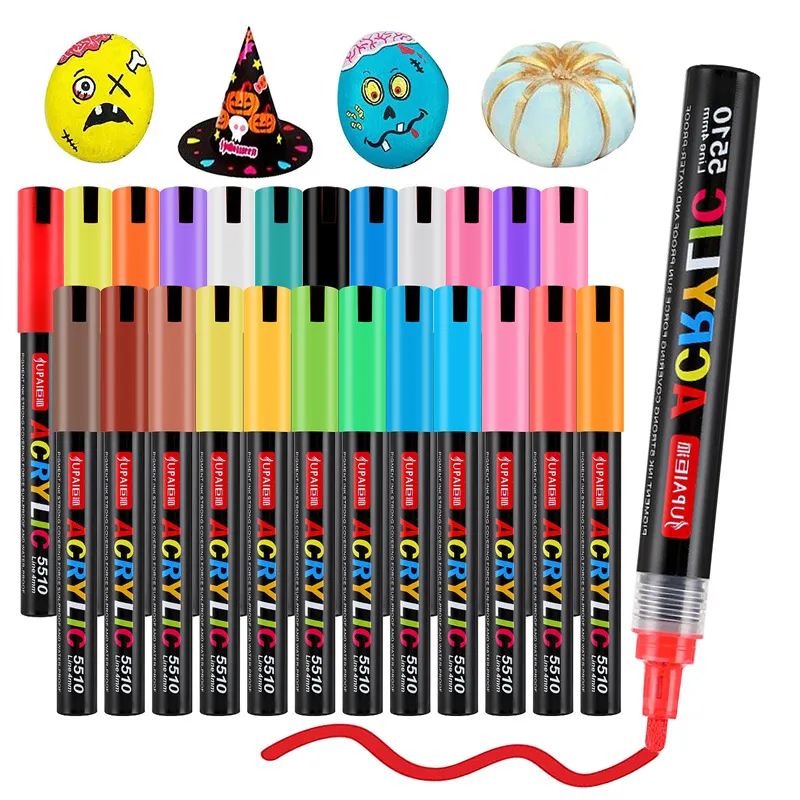 Acrylic Paint Pens Marker Set Waterproof Quick Drying Vivid Colors For Rock Painting Canvas Ceramic Wood DIY Craft Art Supplies