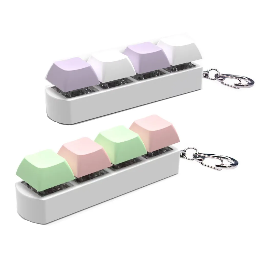 Mechanical Keyboard Axis Keycap Stress Relief Keychain LED Glowing Fidget Push Button Toy Pendant For Daily Hand Ornament Accessories