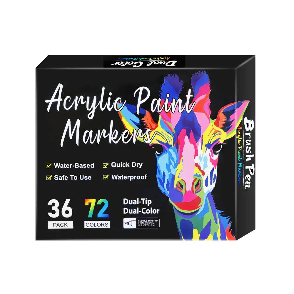 Dual Tip Acrylic Paint Markers Pens Set Watercolor Coloring Graffiti Pens For Kids Students School Office Art Supplies