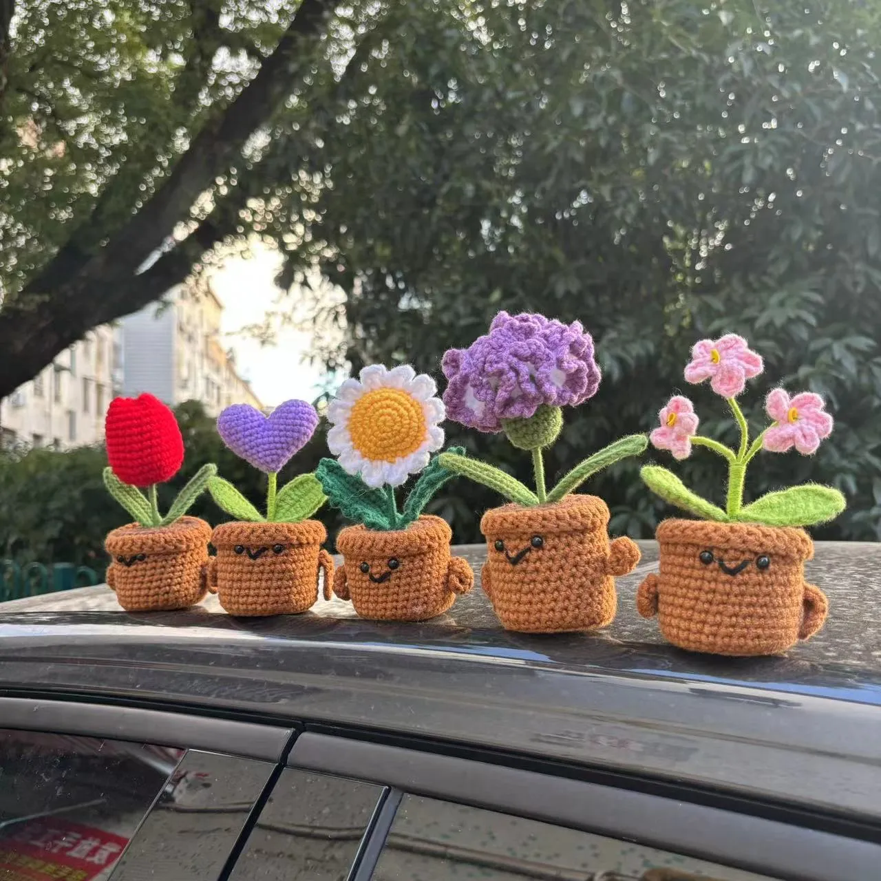 Handgemachte Gehäkelte Topfpflanze Emotionale Unterstützung Sonnenblume Tulpe Rose Gänseblümchen Blume Desktop Heimdekoration Geschenk