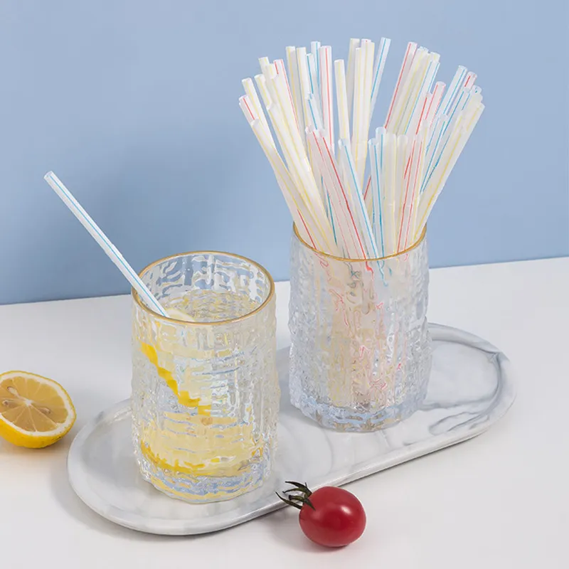Wegwerp Plastic Drinkrietjes Flexibel Buigbaar Meerkleurig GestreEPT PP Rietjes Voor Sap Huis Feest