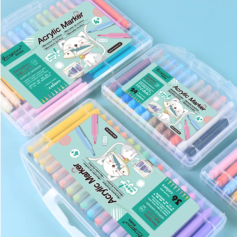 Waterproof Acrylic Markers Triangular Barrel Water Based Paint Pens For Kids Art Drawing School Office Supplies