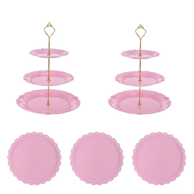 Plat à Fruits en Plastique de Style Européen Support à Gâteau Fête de Mariage Table à Dessert Présentoir Multicouche Plateau de Service