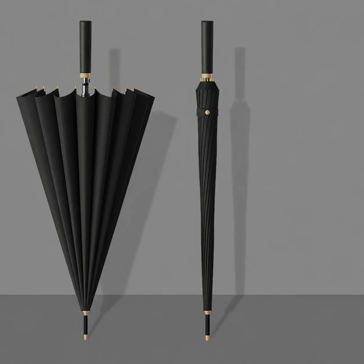 Grand Parapluie Droit Coupe-vent 24 Baleines Automatique Affaires Avec Housse Imperméable Pour Hommes Femmes