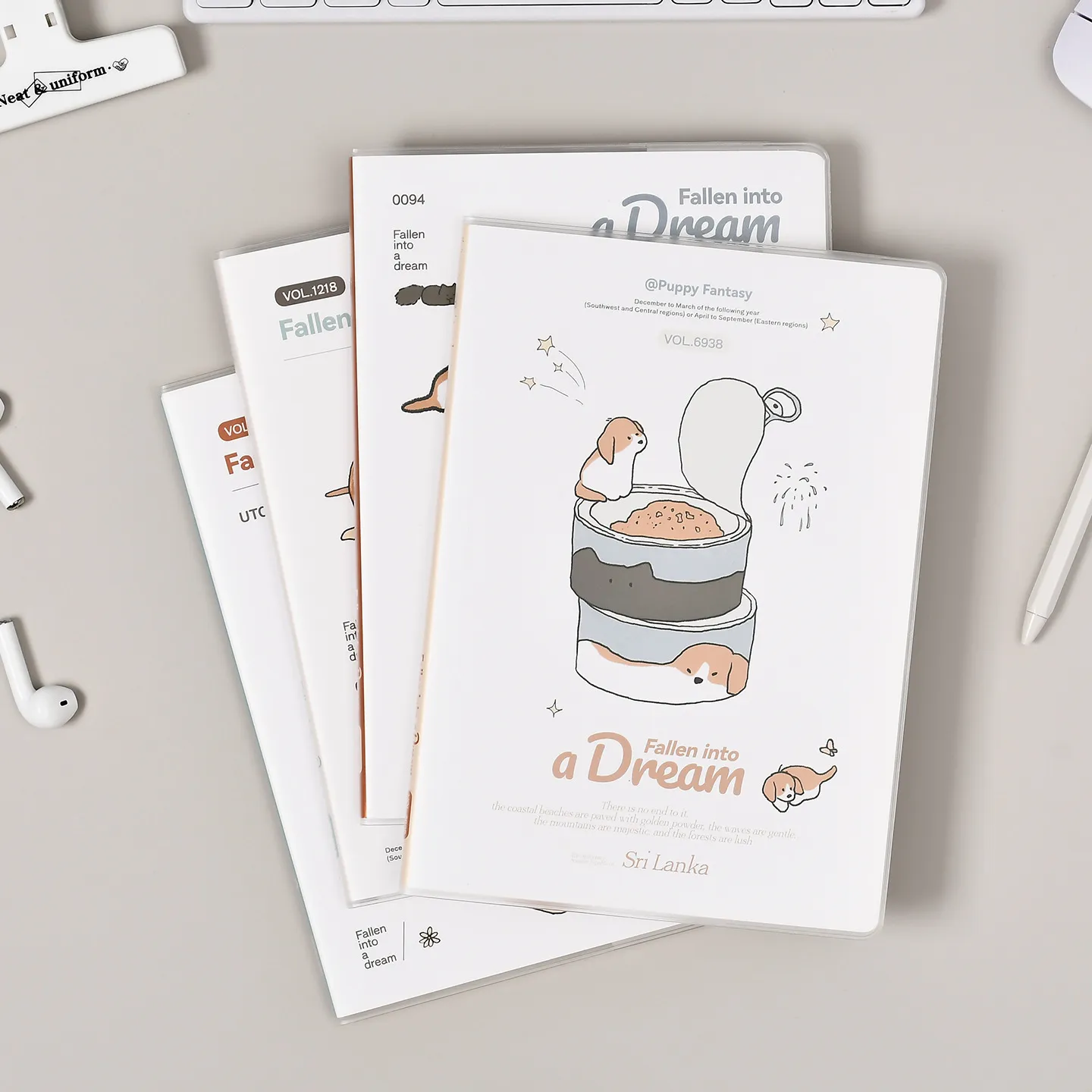 Carnet de Notes Réglé Minimaliste avec Housse en PVC Illustration de Chien Mignon Journal d'Étude Fournitures Scolaires