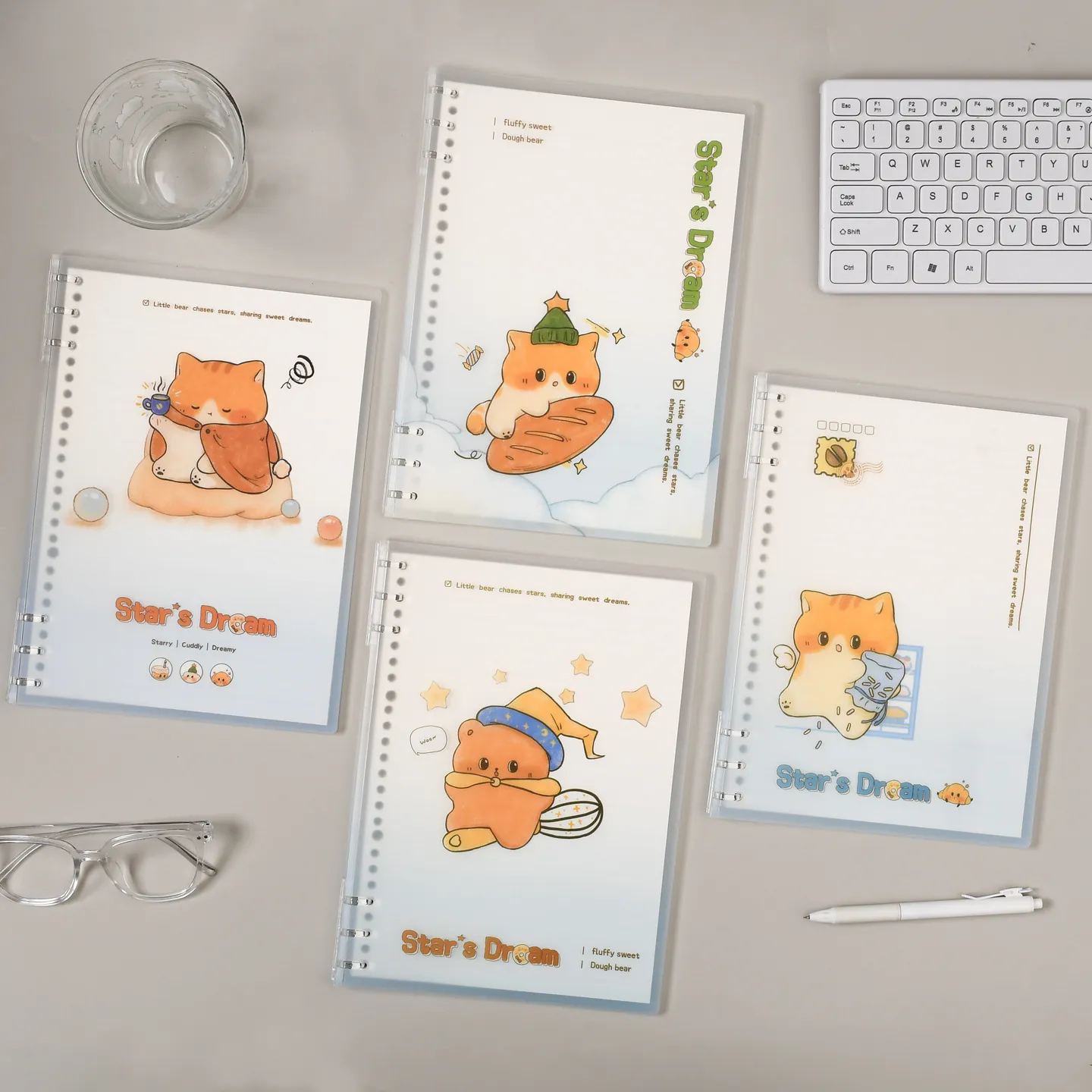 Cuaderno de Hojas Sueltas B5 Lindo Tema de Repostería de Dibujos Animados Diario Planificador Cubierta de PP Carpeta Transparente Papelería Escolar