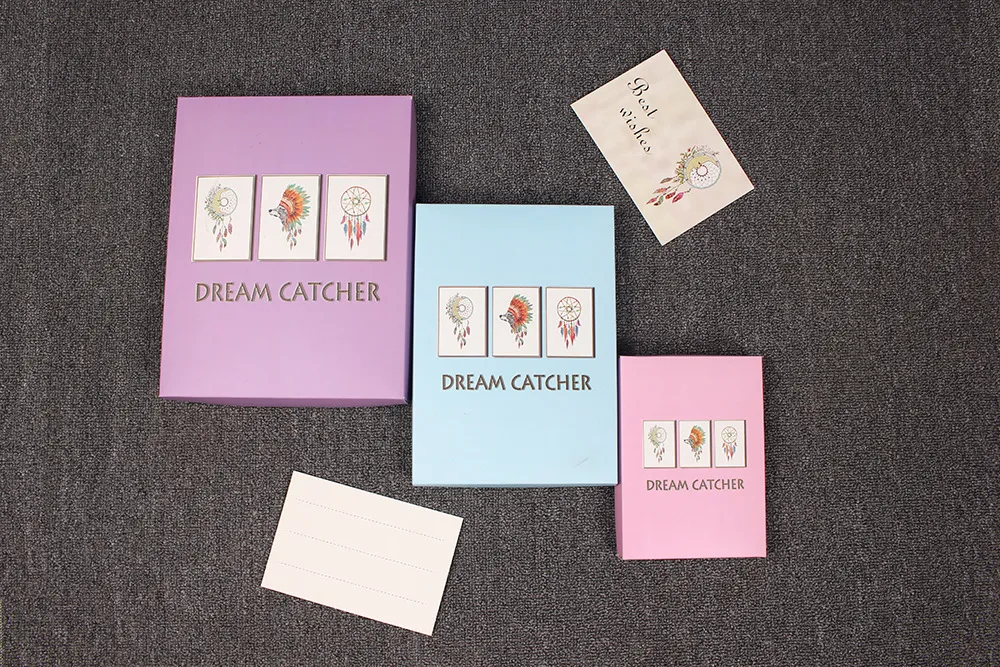 Boîte Cadeau Attrape-Rêve Imprimée en Couleur Style Ins Avec Carte de Vœux Et Papier Déchiqueté Pour Anniversaire Mariage Boîte d'Emballage Haut de Gamme