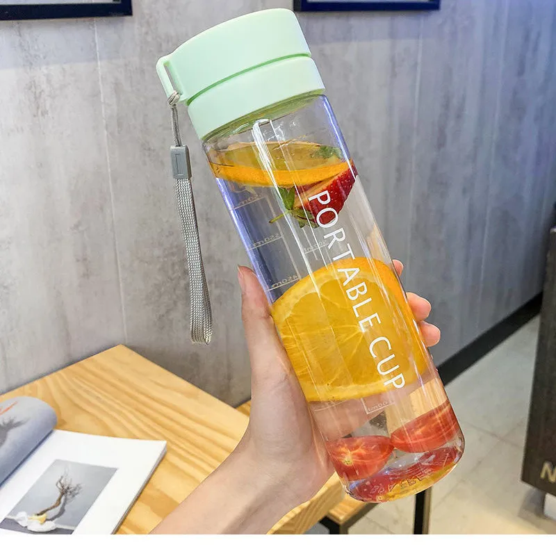Modern Minimalist Plastic Water Bottle With Portable Lanyard Leakproof Matte Large Capacity Tumbler For Outdoor Travel Office Drinkware