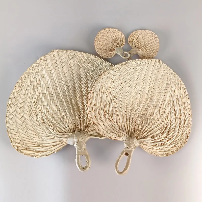 Handmade Woven Palm Leaf Hand Fan Natural Summer Cooling Fan For Baby Portable Manual Weaving Decorative Craft Fan Eco-Friendly Traditional Style