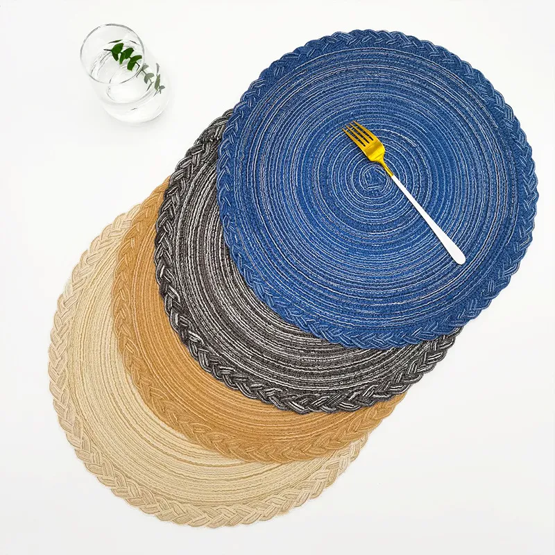 Nordic Cotton Yarn Round Placemat Braided Heat Resistant Table Mat Kitchen Dining Tableware Pad Coaster