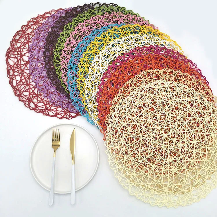 Modern Minimalistisch Rond Papiertouw Tafelset Geweven Warmte-Isolatie Tafelmat Decoratieve Onderzetter Voor Keuken Thuis