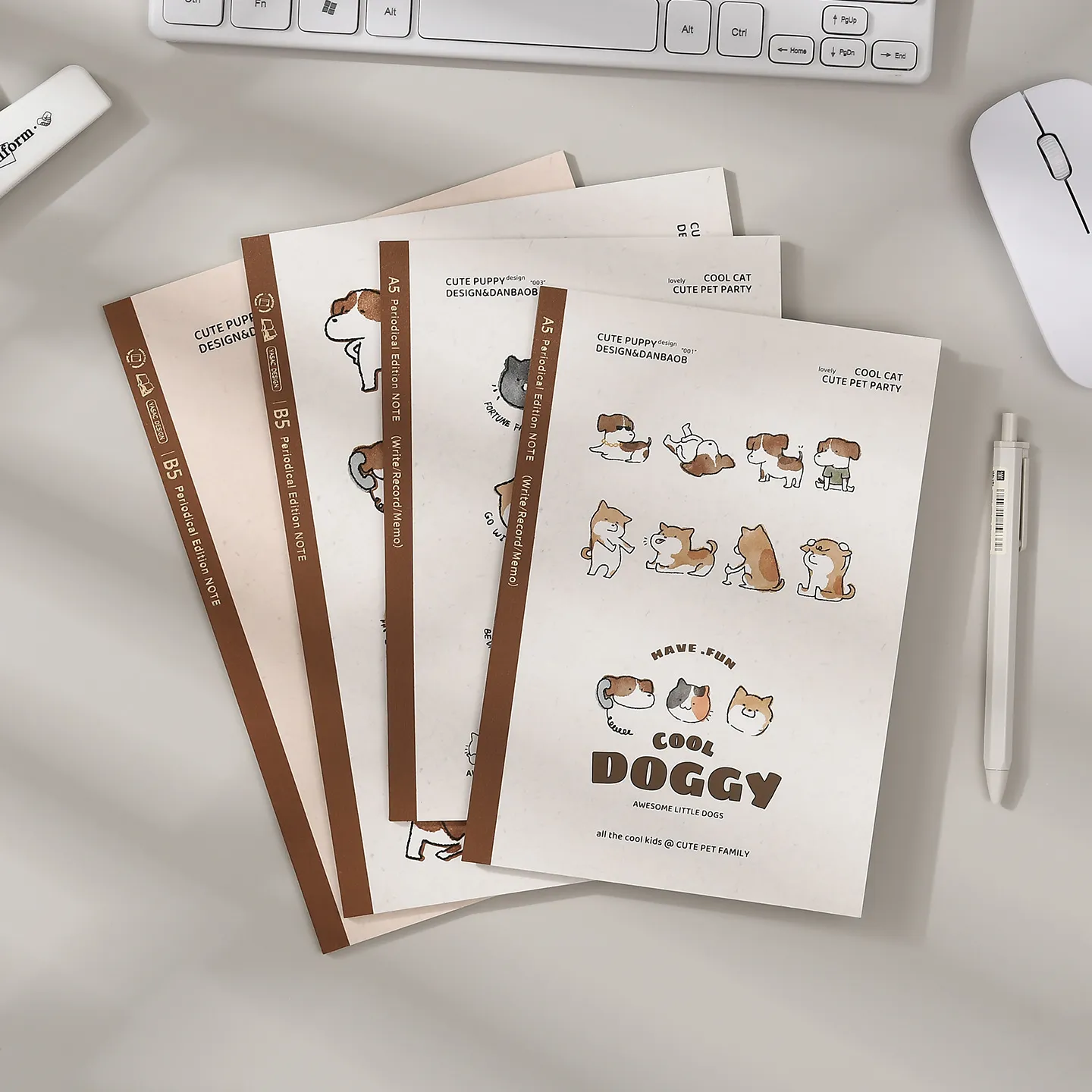 Cuaderno Minimalista Estilo Ins Encuadernación Pegamento Diario Rayado Para Estudiantes Oficina Portada Dibujos Mascotas Lindas A5 B5 Papelería