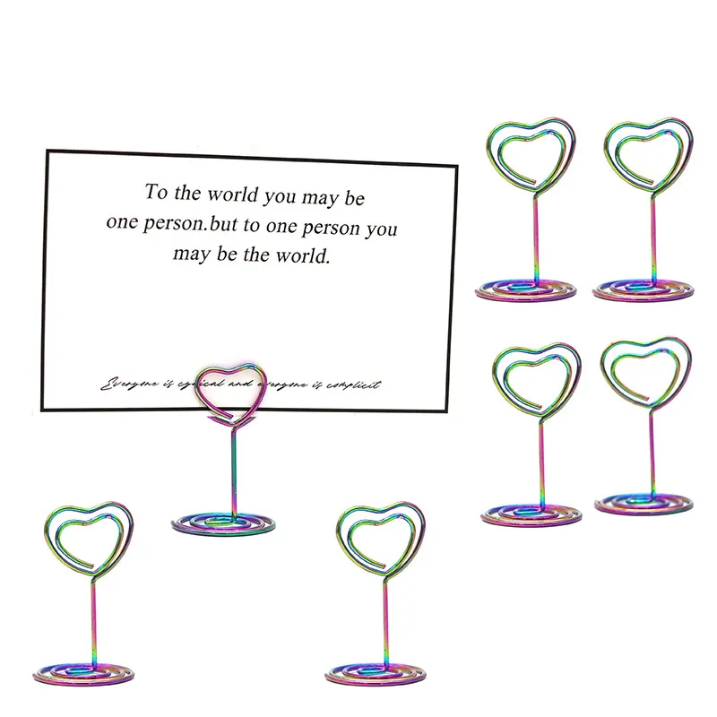 Clip de Mémo en Forme de Cœur en Métal Porte-Carte de Visite Créatif Support de Carte de Message Décor de Bureau