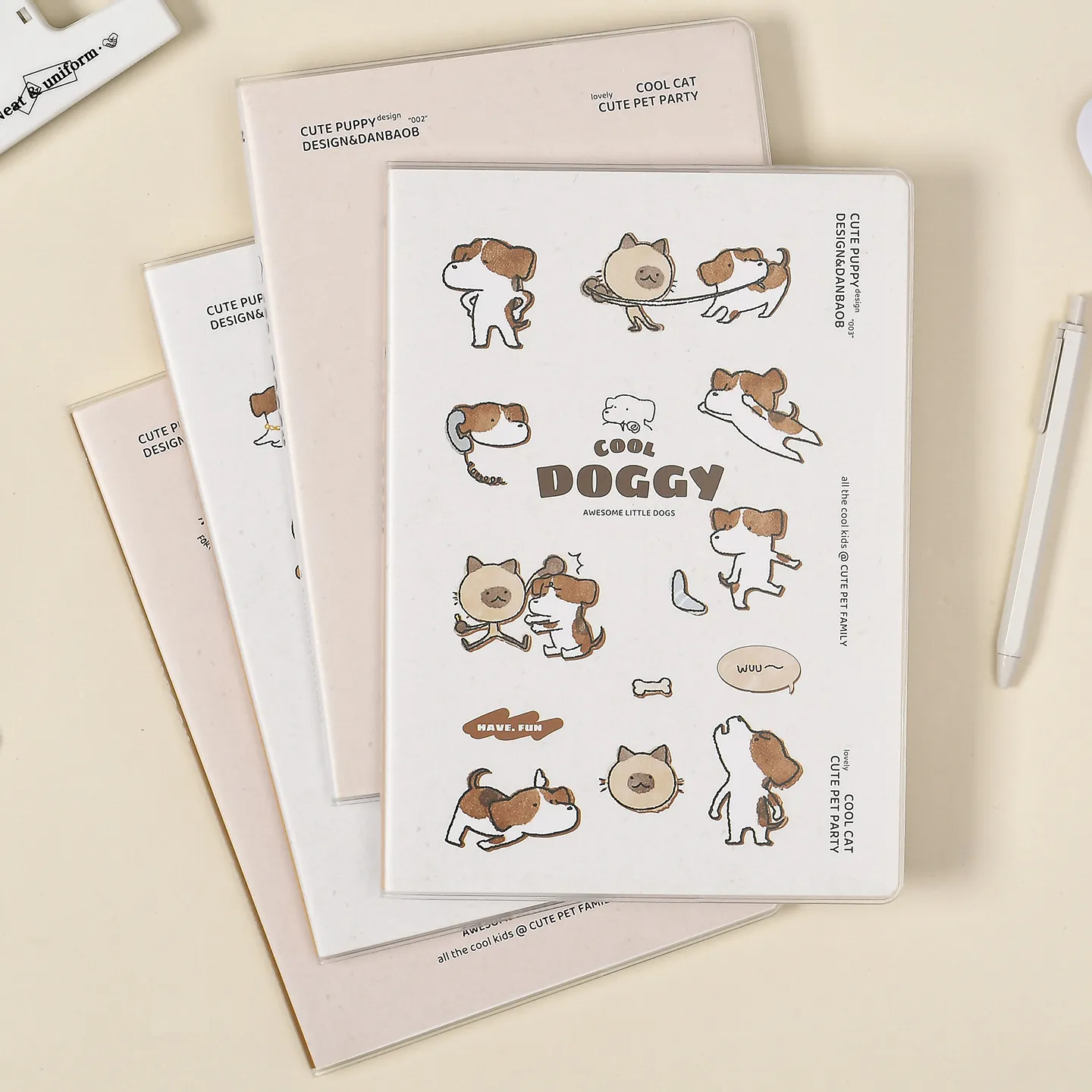 Carnet Ligné Chien de Dessin Animé Mignon Couverture PVC Journal d'Étudiant Bloc-Notes Écriture Journalier Fournitures Scolaires et de Bureau