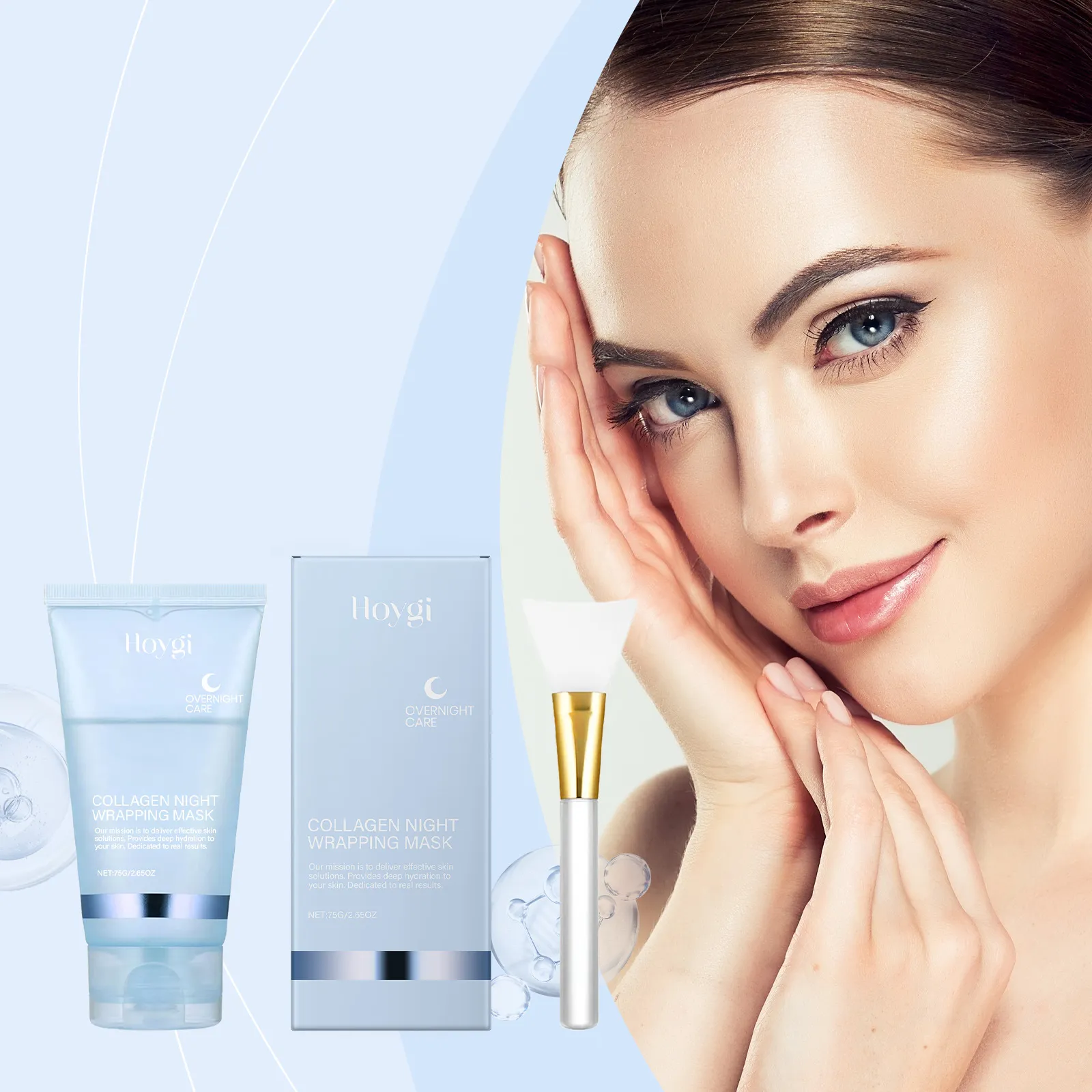 HOYGI Mascarilla Facial Peel Off de Colágeno Hidratante Reafirmante Con Pincel de Silicona Cuidado de la Piel