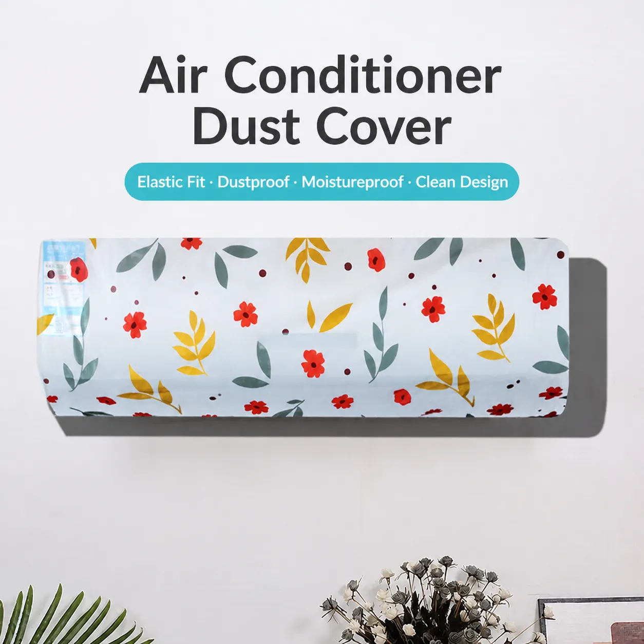 Cartoon Printed PVC Wall Mounted Air Conditioner Cover Dustproof Protective Appliance Cover For Bedroom Living Room