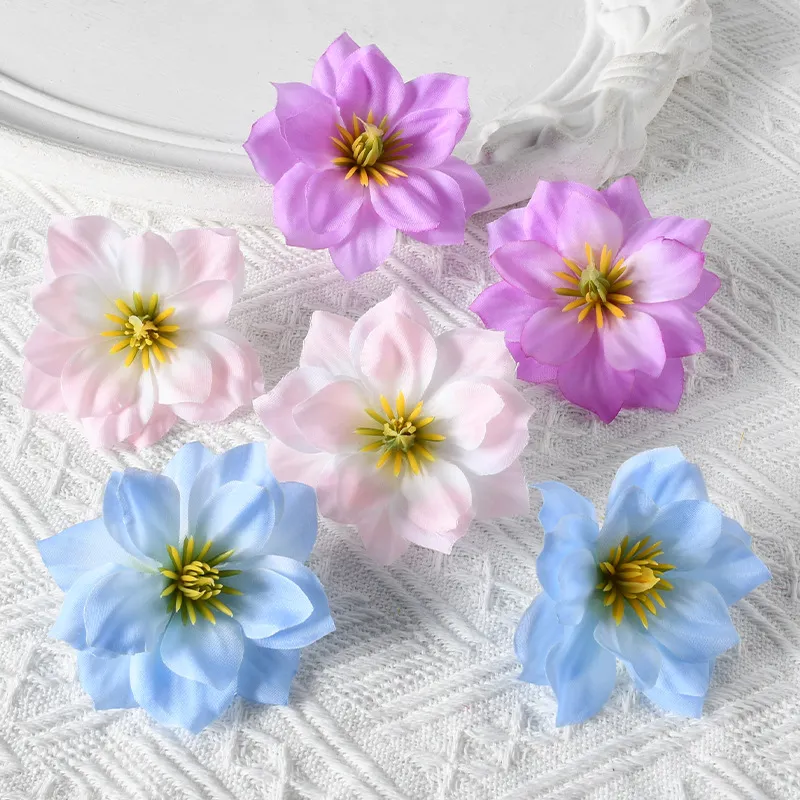 Teste di Fiori in Seta Artificiale Piccola Rosa Selvatica Materiale Fai da Te Stile Monet Composizione Floreale Decorazione Matrimonio