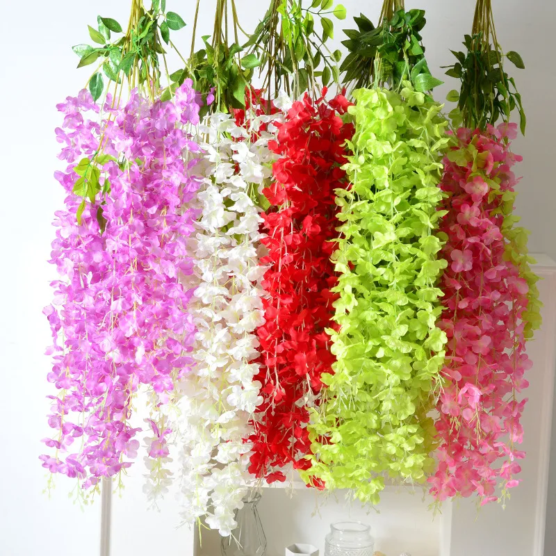 Ghirlanda Sospesa in Seta di Fiori Finti di Vite di Glicine Artificiale per Festa di Matrimonio Decorazione Della Casa