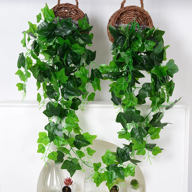 Artificial Hanging Plant Faux Ivy Vine Greenery Scindapsus Begonia Sweet Potato Leaf Wall Decor For Home Office Garden Wedding Party Indoor Outdoor Plastic Plant