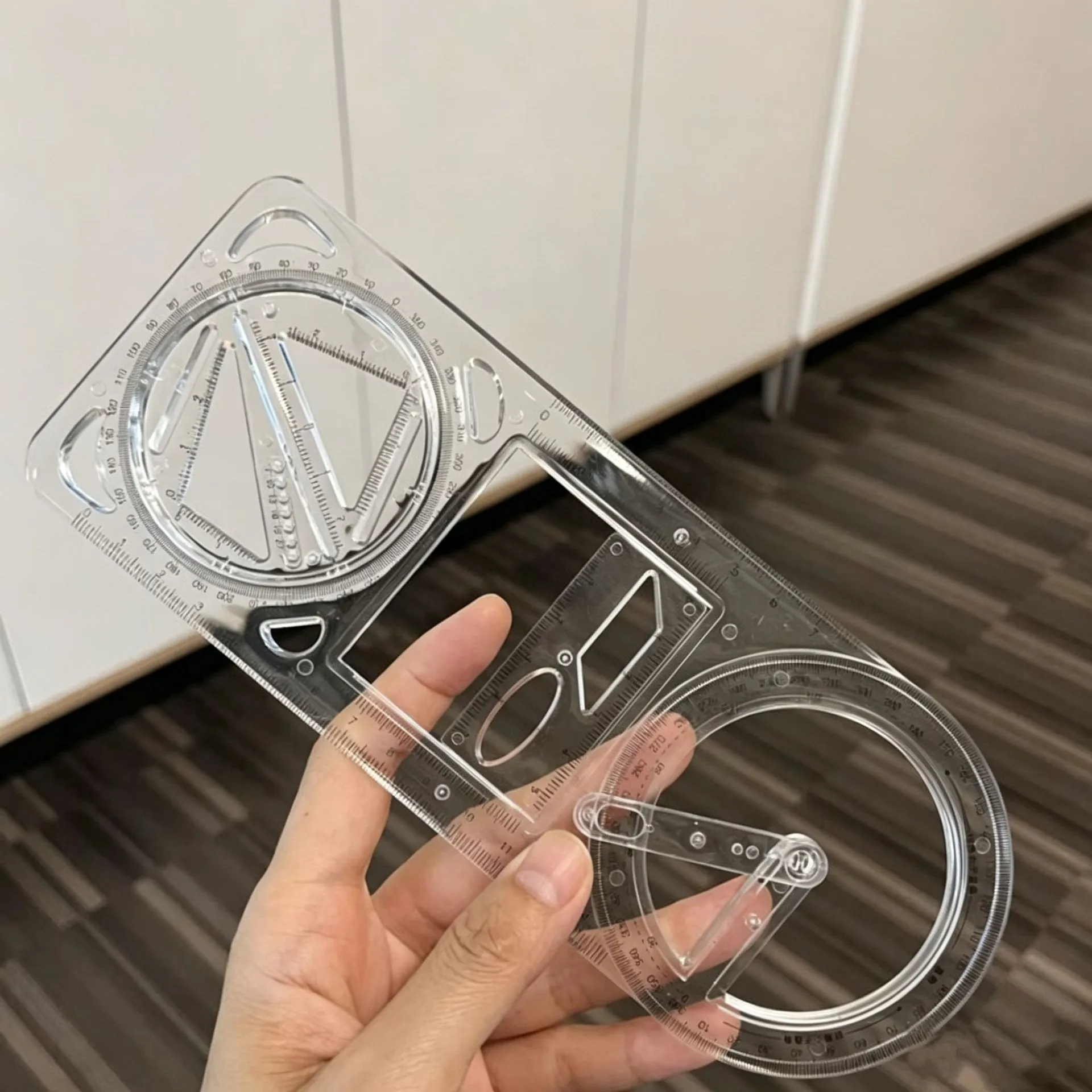 Règle Géométrique Mathématique Multifonctionnelle Règle Triangulaire Rapporteur en Plastique Transparent Outil de Dessin pour Étudiants