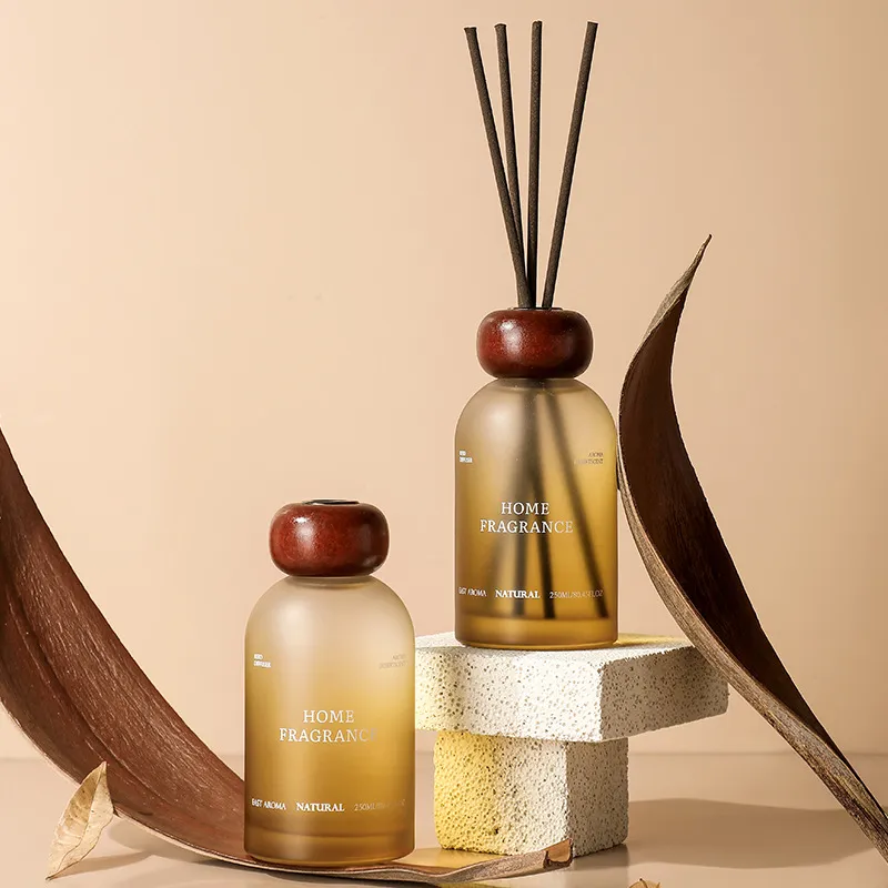 Holzkappe Mattiertes Glas Raumduft Flasche Langlebiger Heimduft Lufterfrischer Aromatherapie Ätherisches Öl Dekor