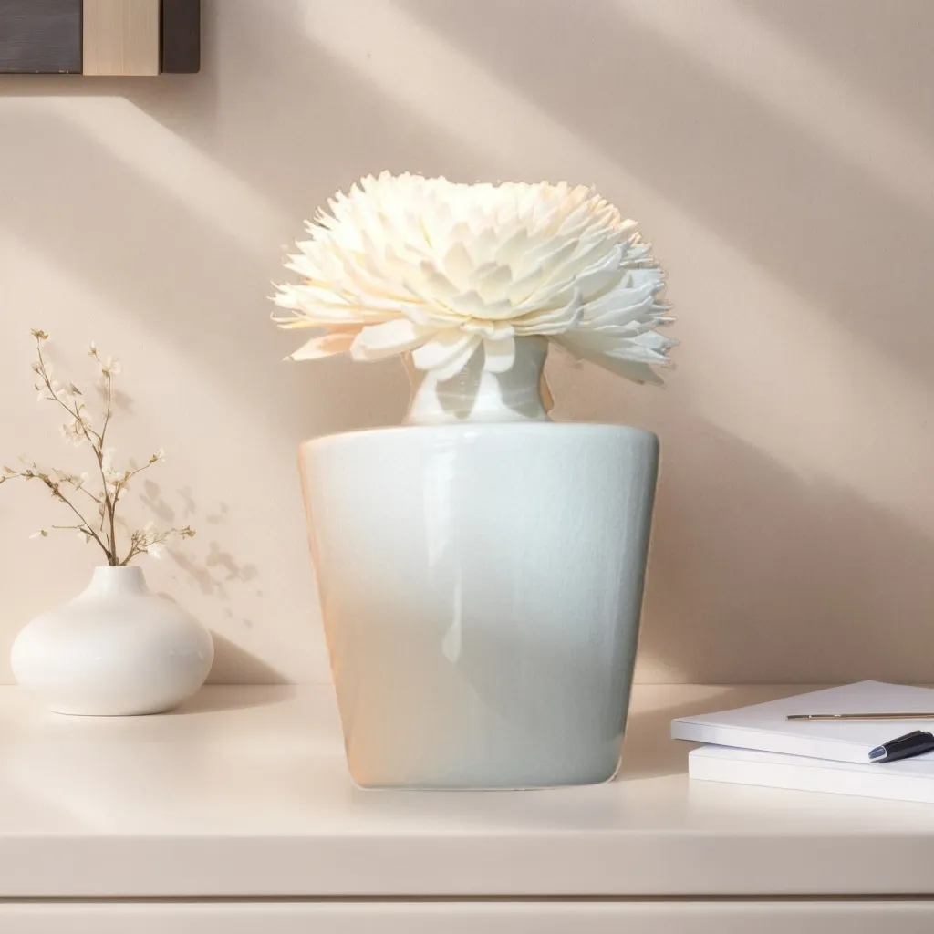 Nordisch Minimalistisch Weiß Keramik Blumen Vase Duftstäbchen Set Langlebig Aromatherapie Desktop Duft Ornament Geschenk