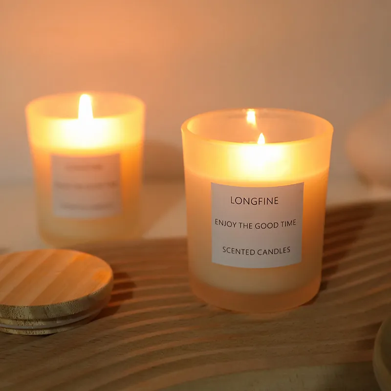 Bougie Parfumée Nordique en Cire de Soja Verre Dépoli Cadeau d'Aromathérapie pour la Maison