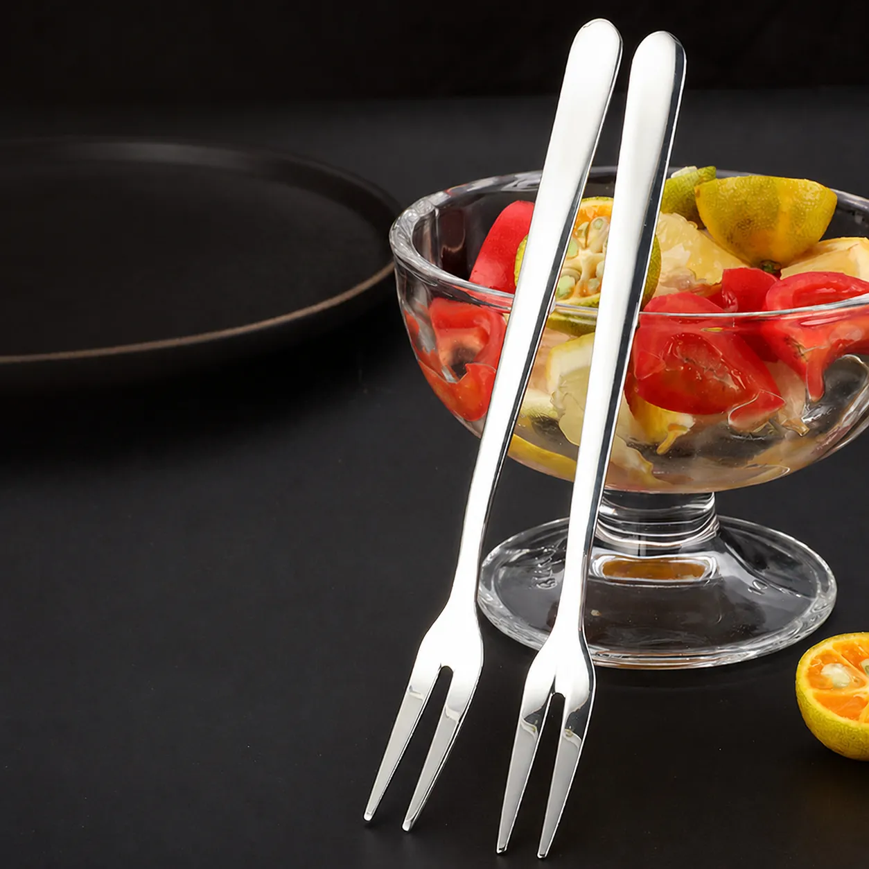 304 Edelstahl Obstgabel Verdickte Einfarbige Gebäck Kuchengabel Kaffeelöffel Mondkuchen Sharing Gabel Besteck