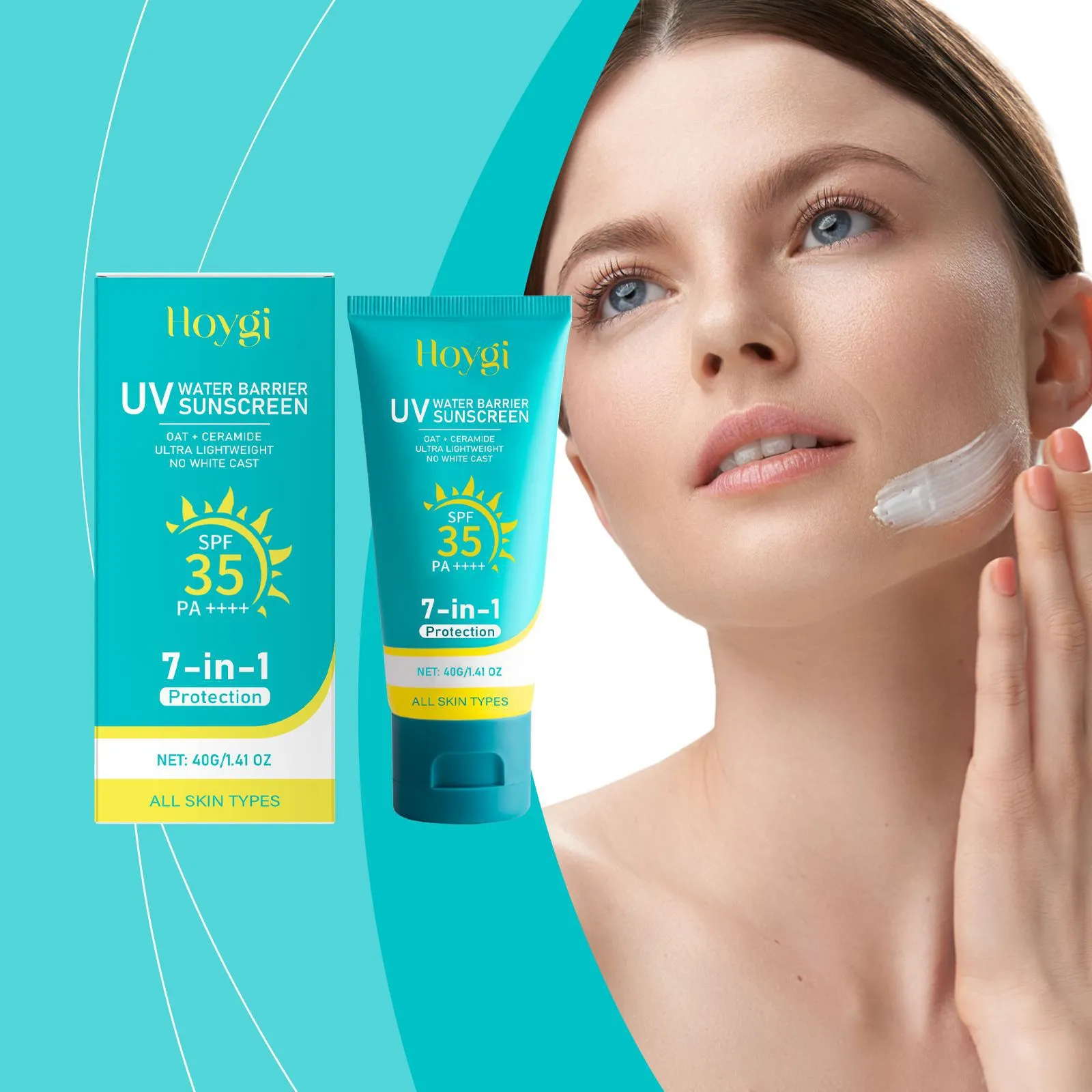 Crema Solare Rinfrescante HOYGI Protezione UV Idratante Non Appiccicosa Cura della Pelle