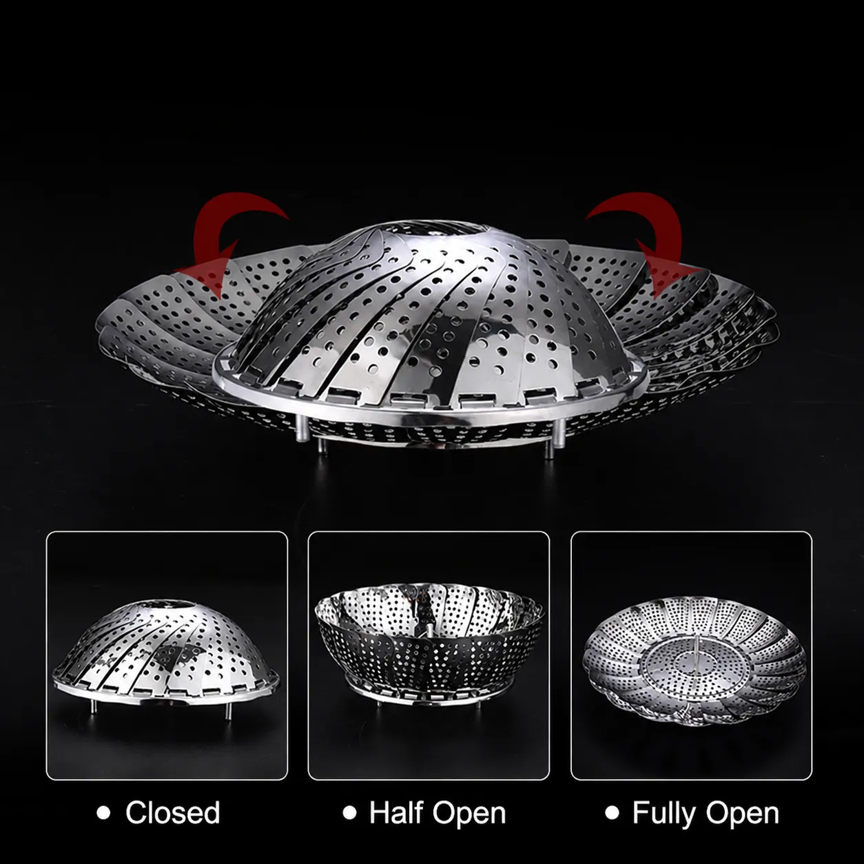 Cesta Vaporera Plegable de Acero Inoxidable Plato de Vapor de Loto Multifuncional Herramienta de Cocina