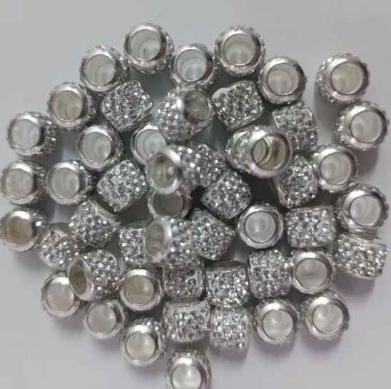 Perles Pave Disco Ball en Argile Souple et Strass Perles EspACEurs à Grand Trou Accessoires de Fabrication de Bijoux DIY