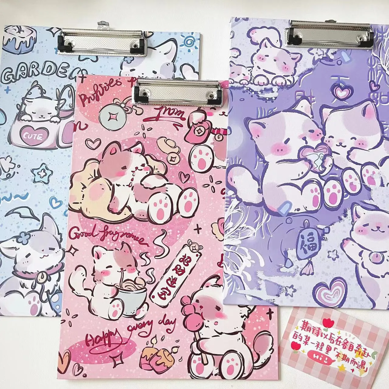 Portapapeles Lindo con Patrón de Gato Bloc de Escritura para Estudiantes Papelería de Oficina Carpeta de Documentos Tablero de Papel Diseño Lindo de Dibujos Animados