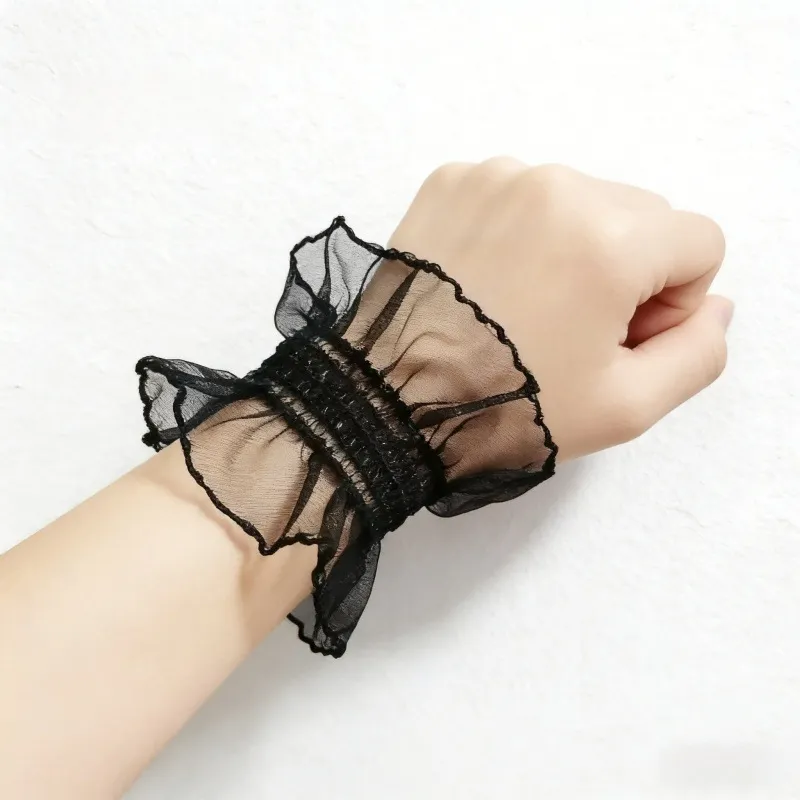 Manchettes de Poignet en Dentelle Sweet Lolita JK Uniforme Fausse Manches Volants Bracelets de Poignet Accessoires de Décoration de Poignet pour Femmes