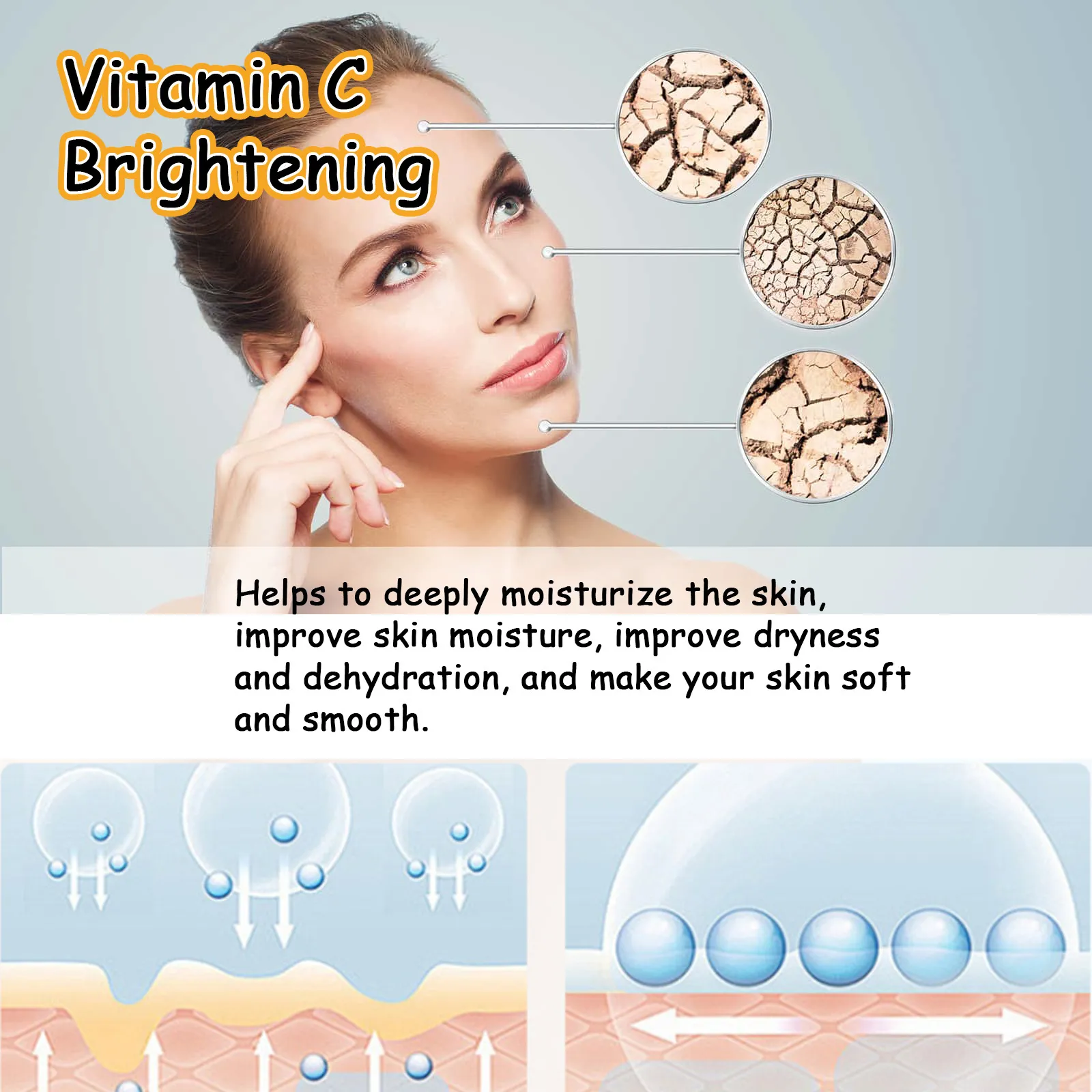 Sérum de Soins de la Peau du Visage à la Vitamine C Crème Hydratante Spray Hydratant Produit de Soins du Visage Éclaircissant Anti-Âge