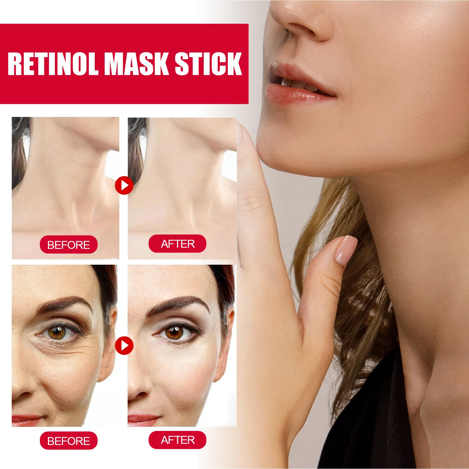Retinol Anti-Aging Huidverzorging Oogcrème Stift Gezichtsmasker Stift en Halsversteviging Rollerball Serum