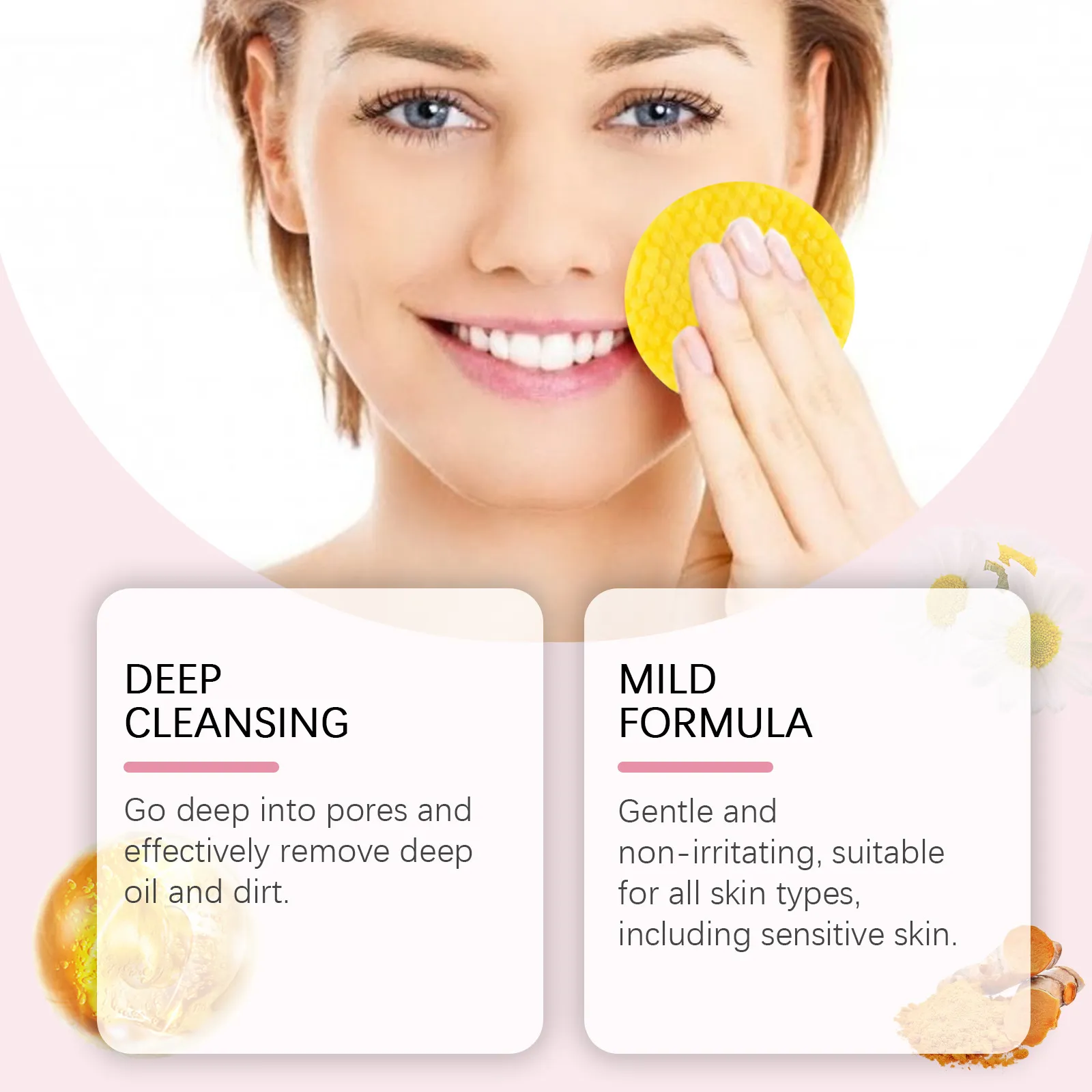 Μαξιλαράκια Καθαρισμού Προσώπου Kojic Acid Turmeric Απαλή Απολέπιση Βαθύς Καθαρισμός Σφουγγάρι