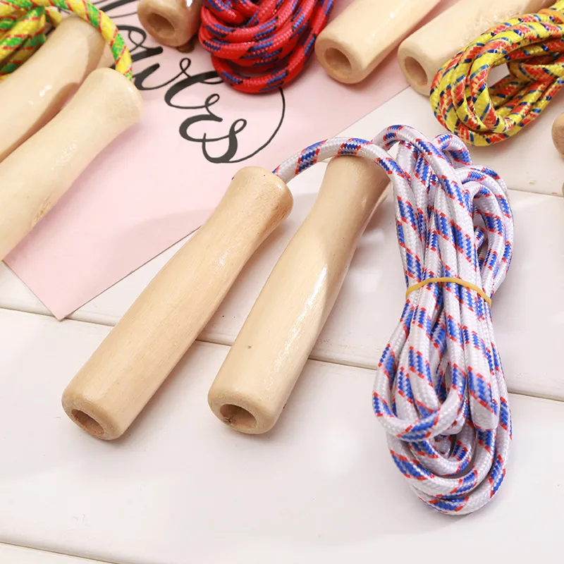 Corda per Saltare in Nylon con Manico in Legno Fitness Sport Allenamento per Bambini Adulti Esercizio Palestra Attrezzatura Sportiva
