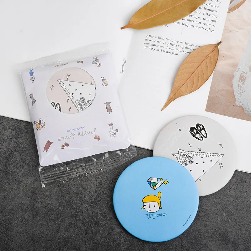 Lindo Dibujo Animado Redondo Espejo Compacto Plástico Espejo De Maquillaje Portátil Pequeño Espejo De Bolsillo Regalo Para Mujeres