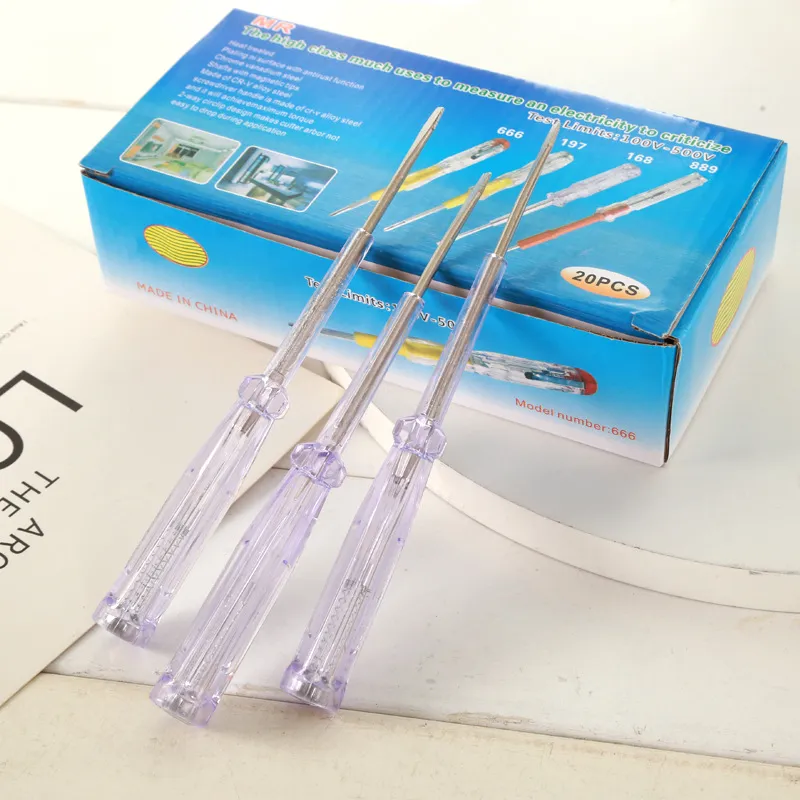 Stylo Testeur de Tension Électrique Portable Poignée Isolée Transparente Test de Circuit Outil à Main Pour Maison Bureau