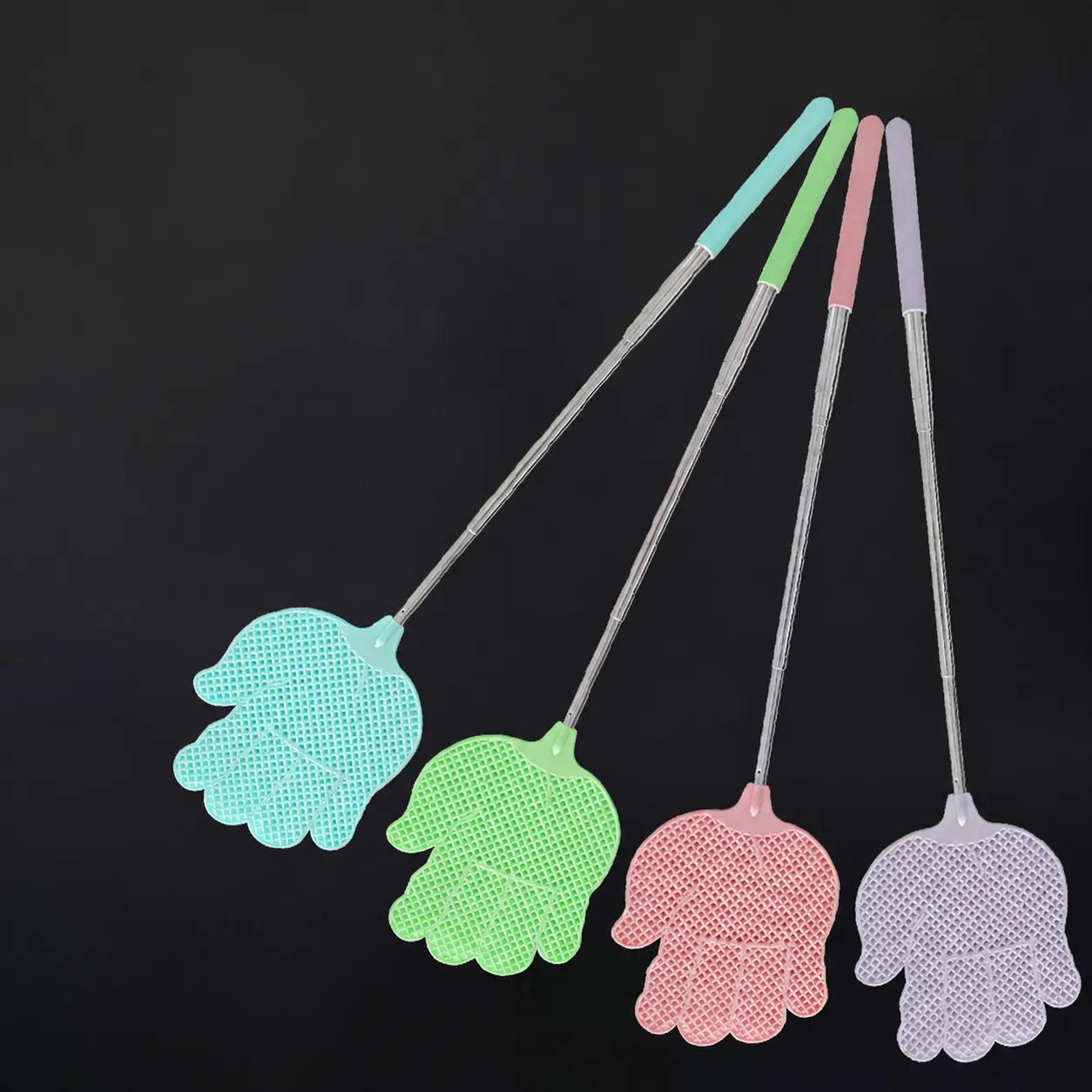 Retractable Plastic Fly Swatter Household Daily Use Long Stainless Steel Pole Fly Mosquito Swatter