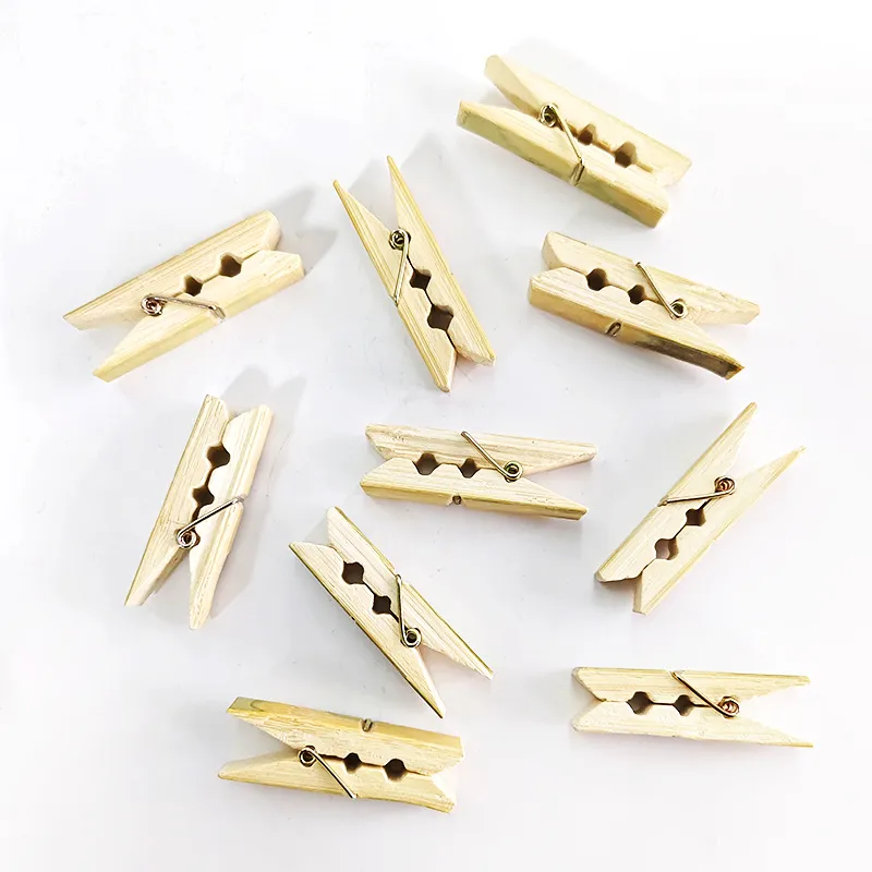 Natural Bamboo Laundry Clips Strong Windproof Clothes Pegs For Socks Underwear Towels Multipurpose Household Clothespins