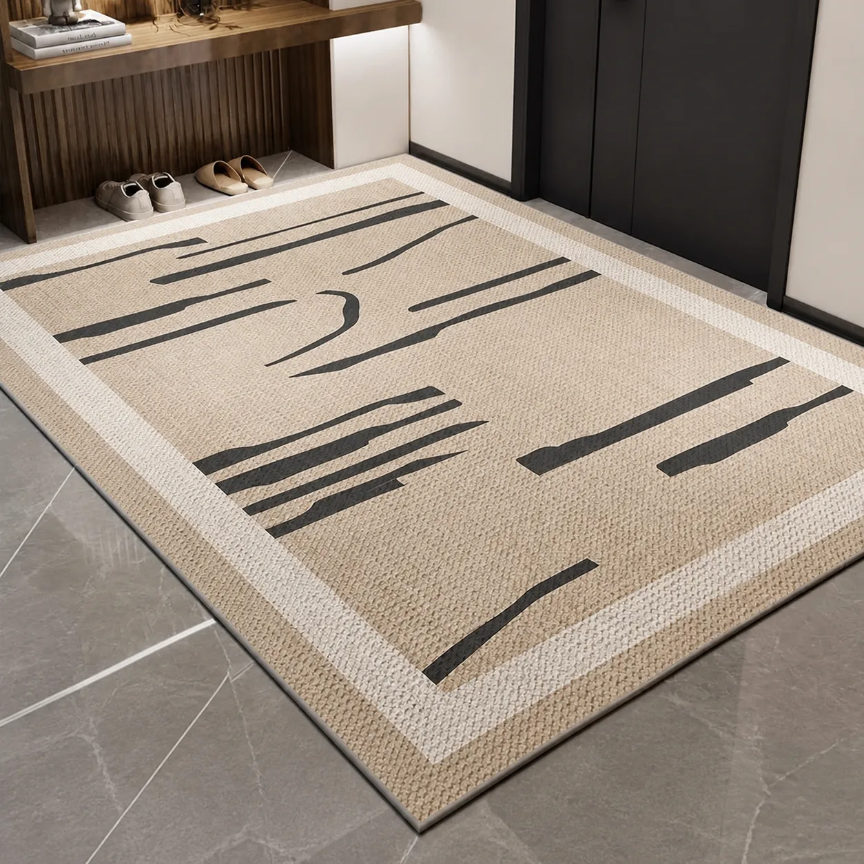 Alfombrilla Antideslizante Patrón Geométrico de Poliéster Resistente a la Suciedad Alfombra de Entrada Lavable Decoración