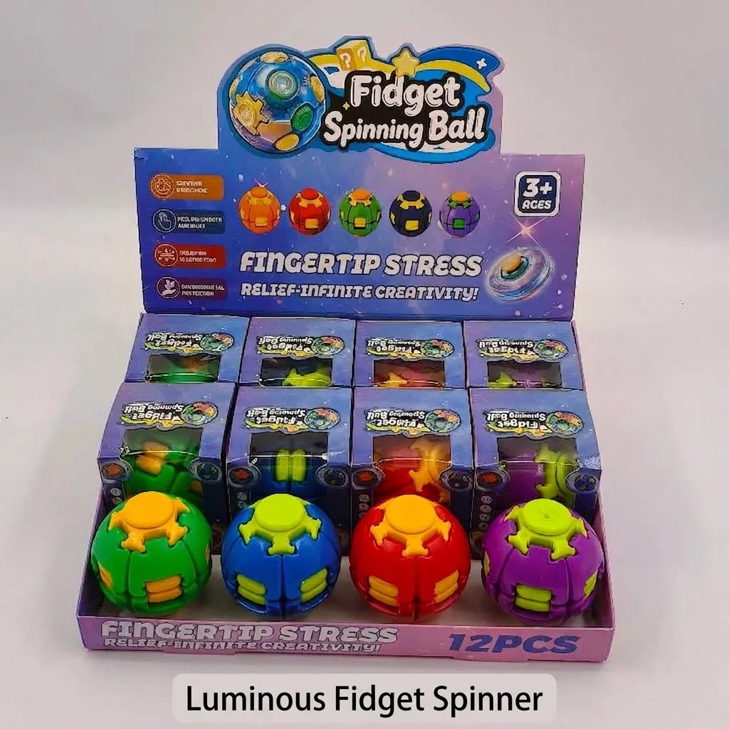 Leuchtender Fingertip Spinner Ball Fidget Toy LED Licht Up Rotierend Dekompression Spielzeug Für Kinder Party Plastik
