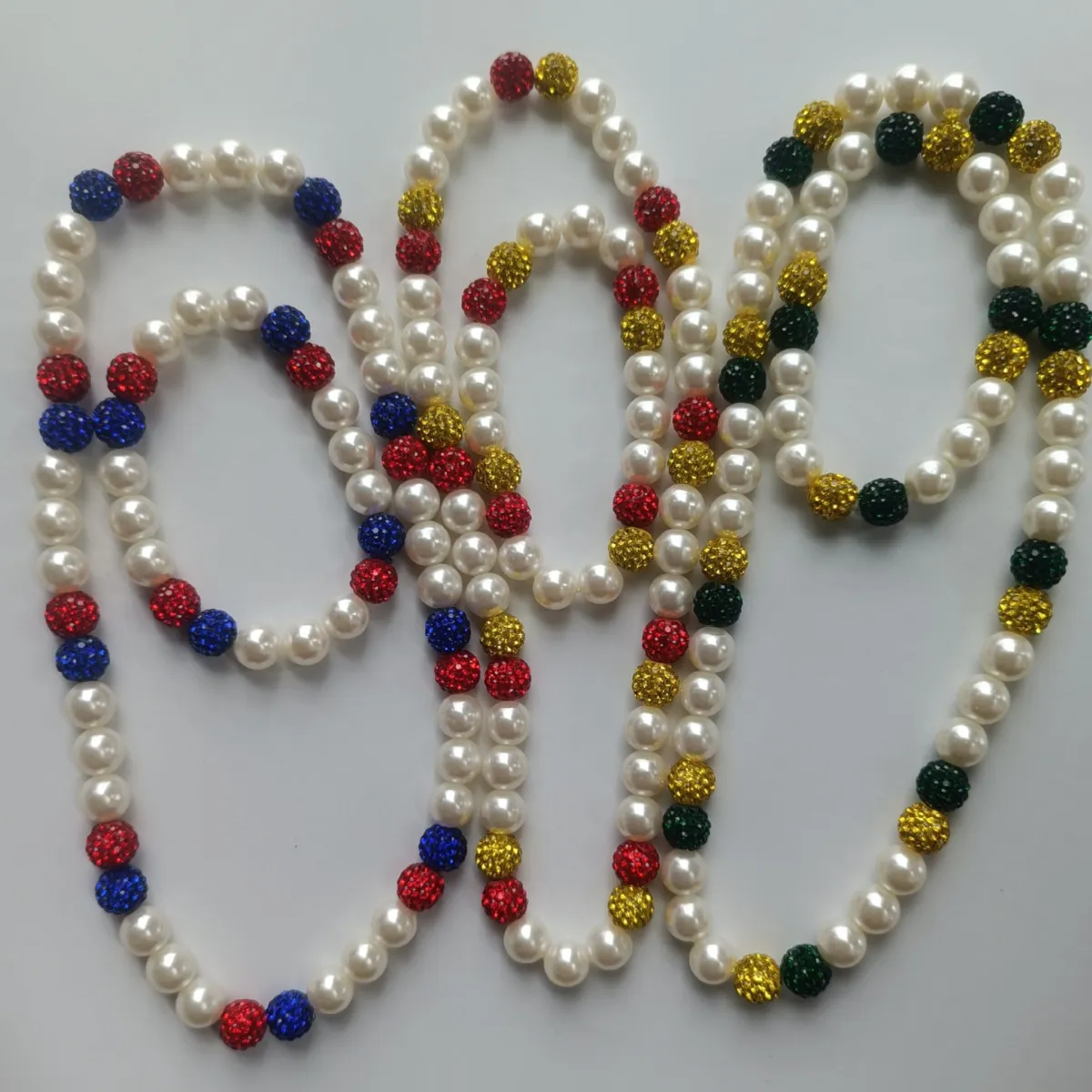 Hip Hop Shamballa Style Necklace And Bracelet Set Colorful Rhinestone Polymer Clay Disco Ball Beads Matching Jewelry Set For Women Men