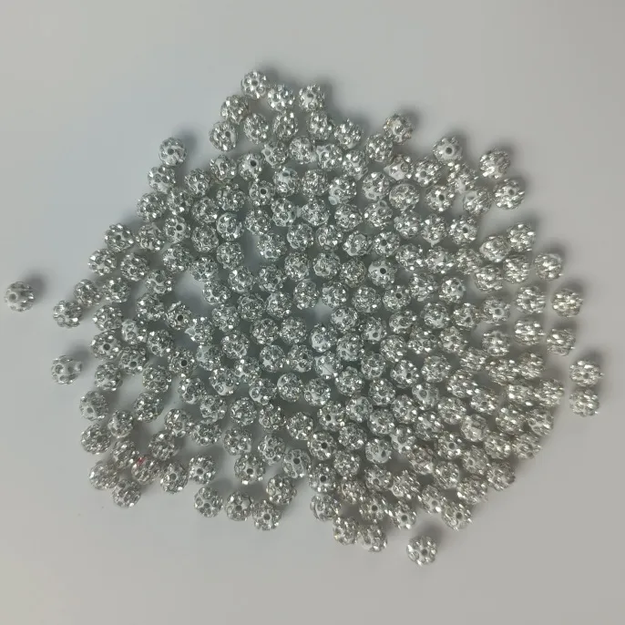 White Rhinestone Clay Shamballa Beads Disco Ball Beads For Bracelet Jewelry Making DIY Craft Accessories