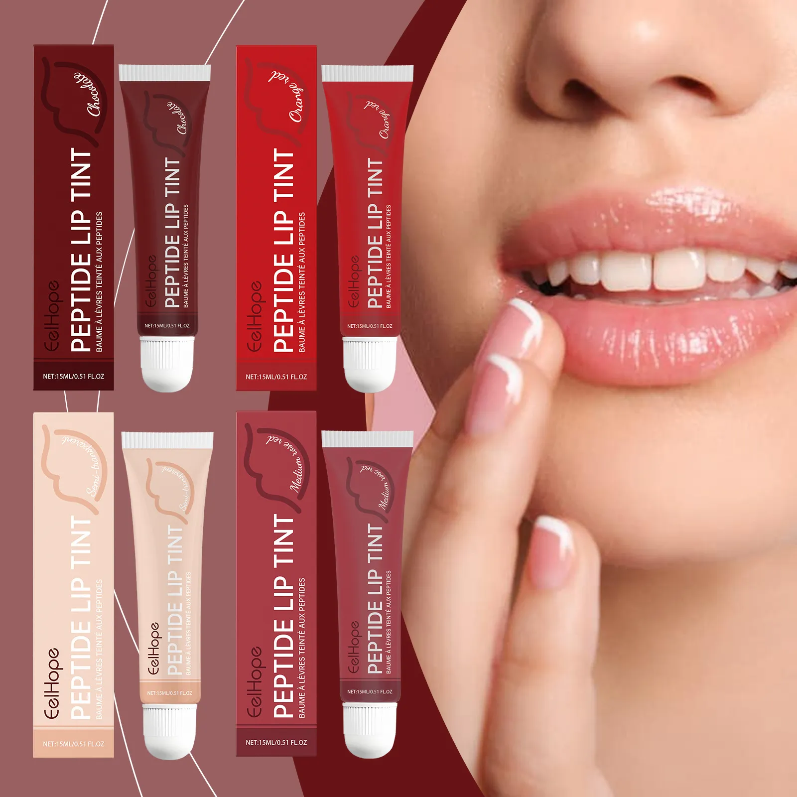 EELHOPE Peptid Lip Tint Idratante Nutriente Lunga Durata Lucido Balsamo Labbra Trucco Cura Labbra