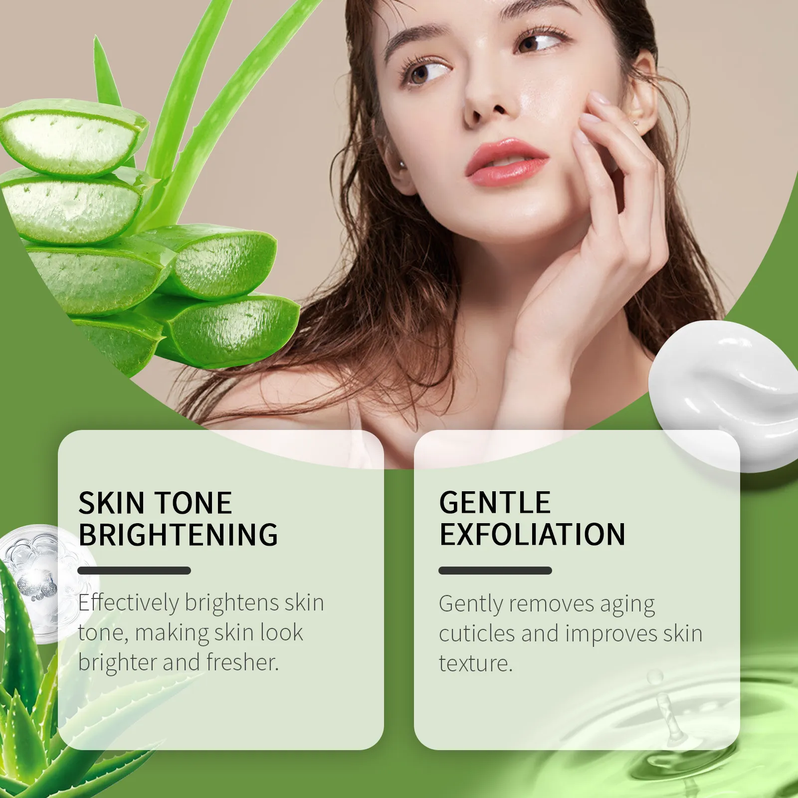 Toner Exfoliant à l'Aloe Vera Acide Aminé Gel Nettoyant Visage Hydratant Doux Nourrissant Produit de Soin
